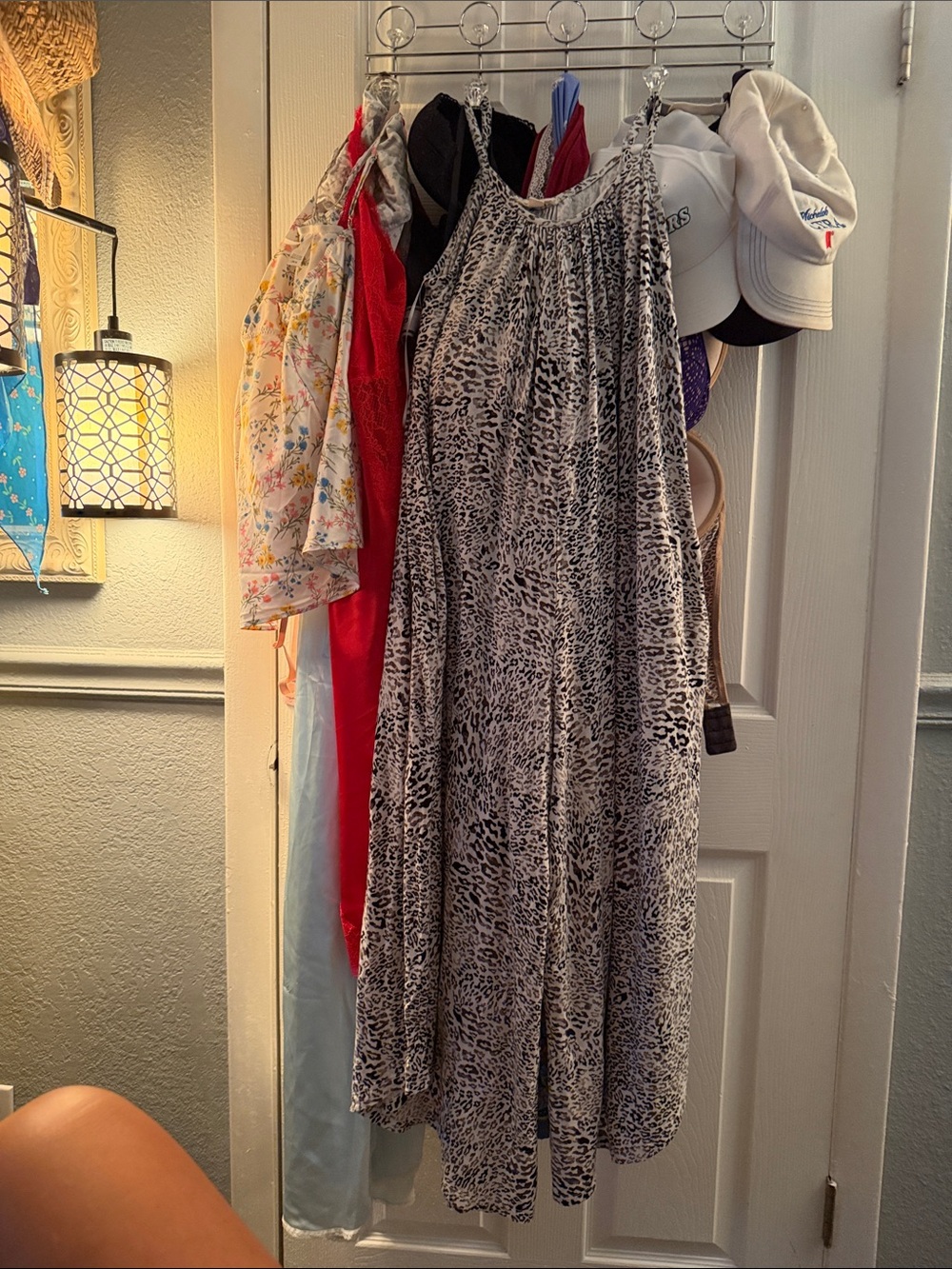 Black and White Animal Print Maxi Dress with Spaghetti Straps